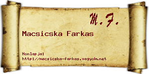Macsicska Farkas névjegykártya